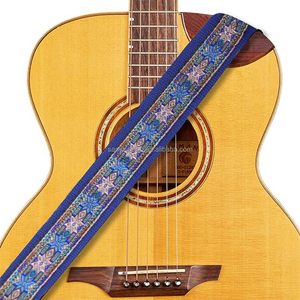 สายกีตาร์โพลีเอสเตอร์แบบปรับได้50มม. สไตล์วินเทจทนทานปลายหนังออกแบบโลโก้แบบพกพาสำหรับกีตาร์เบสอะคูสติก - Product Image 5