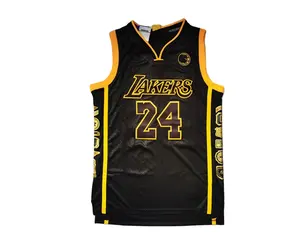 Baru 24 # Bryant City Edition Laker jersey basket bordir hitam bernapas