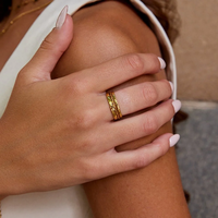 Fabricant de bijoux de mode en gros : Bague torsadée multicouche en acier inoxydable hypoallergénique plaqué or 18 carats
