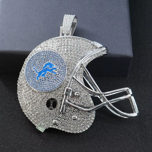 <span class=keywords><strong>Collana</strong></span> con Ciondolo Grande a Forma di Casco da Football dei Detroit Lions in Lega, Personalizzabile con Catena - Regalo - Product Image 2