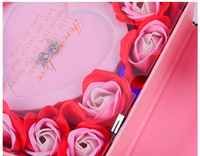 TC Lujoso lazo de doble puerta caja de joyería de flores de jabón Collar de flores artificiales almacenamiento Regalo de cumpleaños del Día de San Valentín de la madre