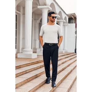 2025 hommes décontracté coupe ajustée col rond pull pull basique Stretch à manches courtes haut en tricot - Product Image 3