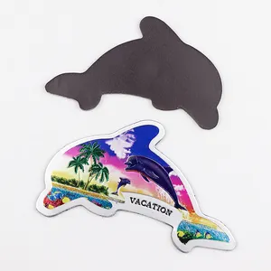 Customised design shape beach seaside ocean animal souvenir metal aluminum foil printed 3d fridge magnet