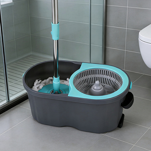 Mopa de microfibra de doble accionamiento de alta calidad con cabezal giratorio 360° y mango telescópico de acero para limpieza interior, con una tasa de deshidratación del 80-90% - Product Image 6