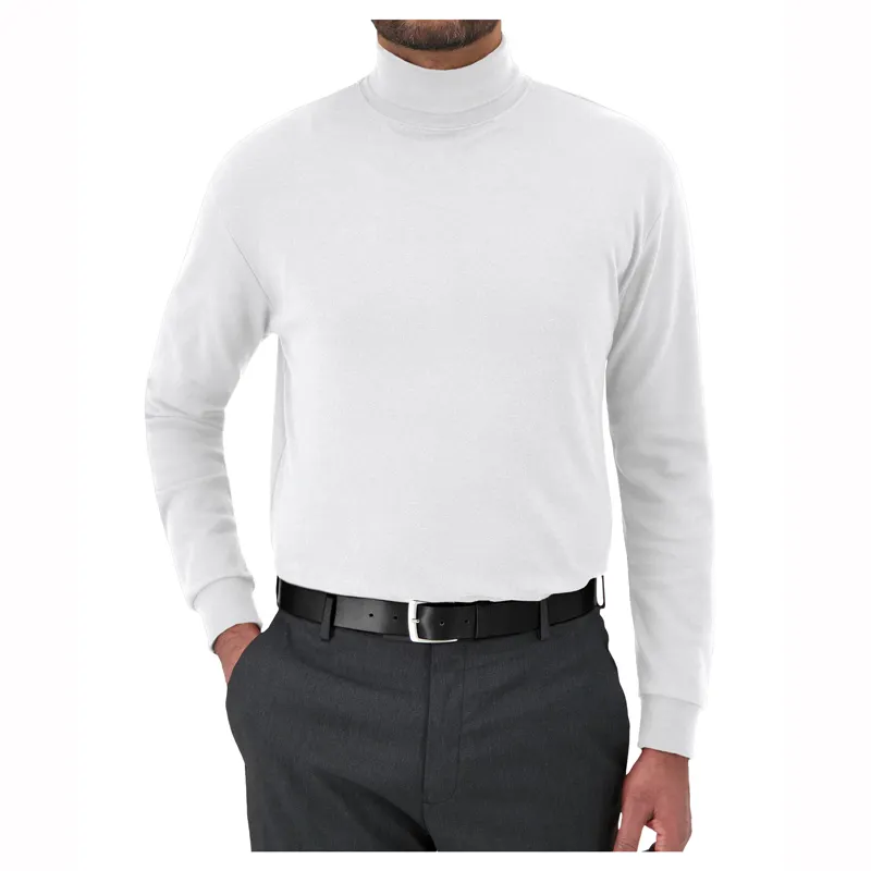 Custom Logo Turtleneck Business Employee Sweater Autumn Cotton Men's Knitted Uniform Sweater For Bank Office Airline Company