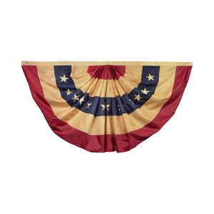 Antiguo americano 48x25 pulgadas Té teñido Bandera de EE. UU. Bunting Totalmente plisado Medio ventilador y Banner American Heritage Style - Product Image 1