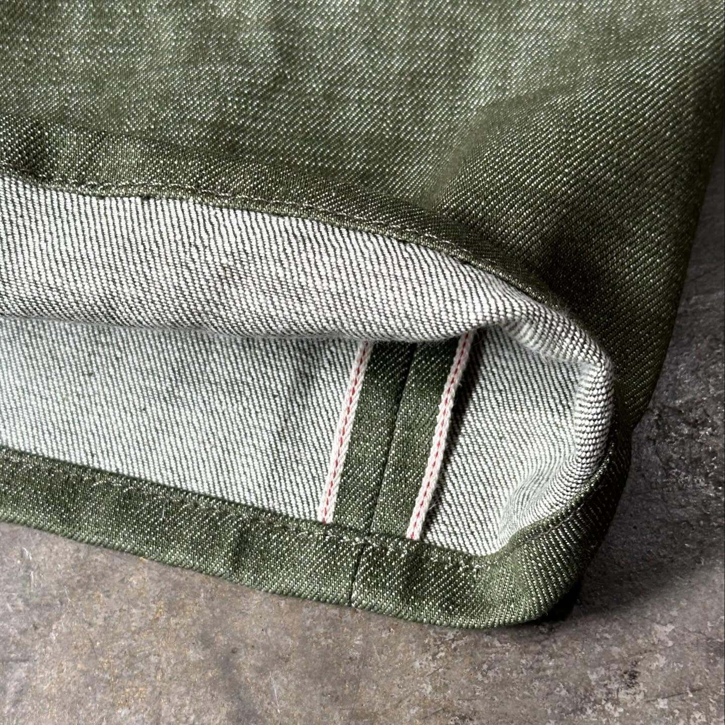 Green Selvedge Denim Jean Oversized Raw Denim Men