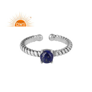 Anillo de piedras preciosas de lapislázuli azul de aspecto bonito, anillo de diseñador de plata esterlina oxidada 925, fabricante de joyas, Colección Vintage - Product Image 1