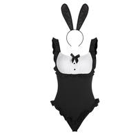 Ensemble de cosplay de lapin pour femme, costume de lapin mignon, combinaison sexy, lingerie sans entrejambe, uniforme d'anime, tenue de jeu de rôle