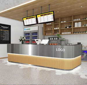 Comptoir d'accueil multifonctionnel personnalisé avec un design artistique moderne, minimaliste et luxueux, comptoir de service durable pour les entreprises - Product Image 3