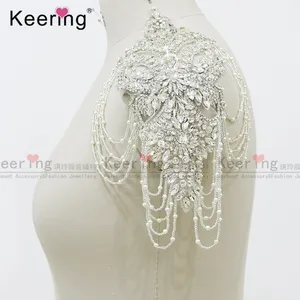 Keering оптовая продажа вышитые бисером кружева аппликация для невесты платье WDP-288