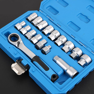 17 Piece Through Hole <b>Ratchet</b> <b>Socket</b> Wrench Set 1/2 In Hex Drive Chromium Vanadium Steel For Auto And Home Repair - Product Image 4