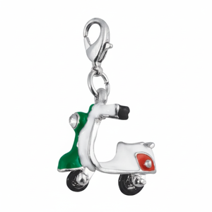 Ciondolo Vespa Charm Verde Bianco Rosso in Smalto, Accessorio Gioiello per Scooter - Product Image 2