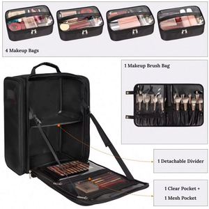 Free Sample Relavel Backpack Cosmetic <b>Bag</b> for Makeup Artists Product Storage Makeup Brush Storage with Removable <b>Dividers</b> - Product Image 2