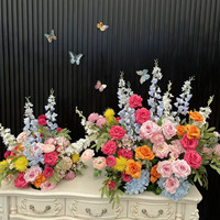 Boule florale PPS de qualité supérieure, rose, bleue, marron, orange, colorée, pour arrangement floral en vrac pour la décoration de table de mariage et d'événements