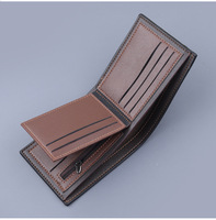 Nouveau design Portefeuille court pour homme en cuir véritable, porte-cartes, porte-monnaie, portefeuille fin, logo personnalisé OEM