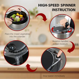 Grande capacità in acciaio inox Design rapido a secco manuale <span class=keywords><strong>insalata</strong></span> frutta disidratato filatore a mano pressa per <span class=keywords><strong>insalata</strong></span> centrifuga per verdure - Product Image 3