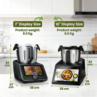 Robot de cuisine intelligent avec écran tactile TFT de 10 pouces, bol en acier inoxydable de 4,5 L, capable de cuire à la vapeur, hacher, mélanger, faire sauter, fouetter et mélanger.