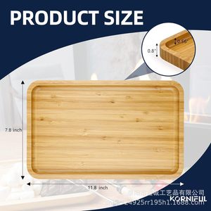 Bamboo Rectangular <b>Tray</b> Natural Wood Color For <b>Snacks</b> Coffee Tea Desserts Home Hotel Use - Product Image 2