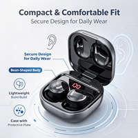 Earbud TWS Nirkabel Bentuk Kacang Bluetooth 5.4 Headphone In-Ear Speaker 8mm Pengisian Daya Tipe C Stereo Mini Earphone