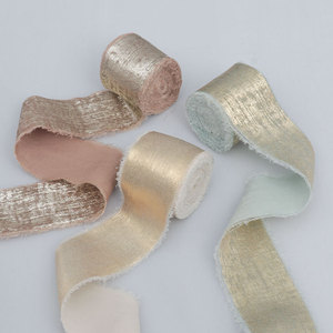 经典全息4CM*5M/卷烫金雪纺丝带毛绒婚礼情人节花束流苏拖尾布料 - Product Image 3
