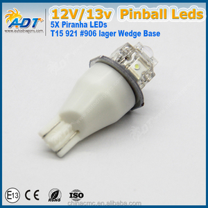 DC/AC12-13V 6000K T15 921 # Lumières LED 906 Lager Wedge Flasher pour machine de flipper avec 5 LED Piranha - Product Image 4