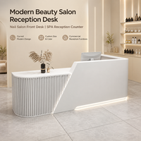 Comptoir de réception moderne pour salon de beauté, bureau d'accueil pour salon de manucure, comptoir de réception SPA, mobilier commercial blanc incurvé