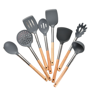 2026 Food Grade Wooden Handle Kitchenware <b>Tools</b> Cocina Non Stick Accessories <b>Silicone</b> Cooking Kitchen Utensil Set Single Piece - Product Image 2