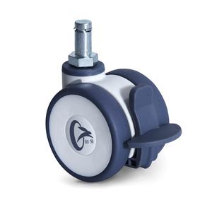 عجلة مطاطية مزدوجة بقطر 2.5 بوصة، عجلة صامتة للأثاث مع فرامل عامة للاستخدام في الفنادق - Product Image 5