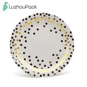 LuzhouPack Food Safe Gold Serving Bandejas Descartáveis Retângulo Cookie Tray Sturdy Paper Papelão Prato Para Sobremesa