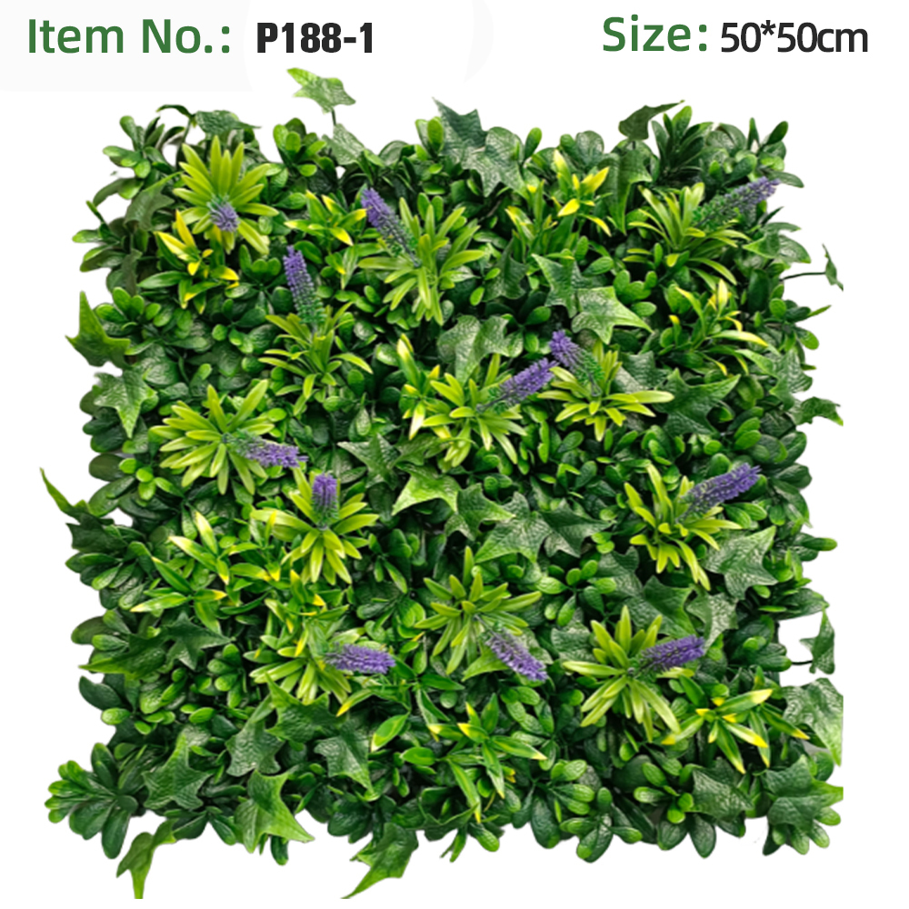 Yellow Edge Broad Leaf Ivy Purple Lavender Grass Wall Panel