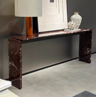 Table console luxueuse en pierre de marbre rouge naturel Mobilier de maison minimaliste moderne Utilisation d'appartement et d'atelier Entrée Hallwayc