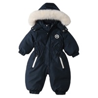 Combinaison de ski tout-en-un pour bébé Hiver 2026 avec capuche amovible en polyester et nylon pour enfant