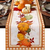 Chemin de table rustique en lin à motif floral pour l'automne, décoration de ferme pour Thanksgiving, nappe de table de cuisine lavable OEM