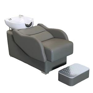 Chaise de lavage professionnelle pour salon de coiffure avec repose-pieds pour barbier et salon de beauté - Product Image 3