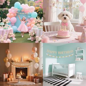 Pancarta de <span class=keywords><strong>Feliz</strong></span> Cumpleaños, Decoraciones de Fiesta de Cumpleaños en Dorado Champán, Letreros Brillantes para Fiesta con Círculo para Puerta o Pared - Product Image 4