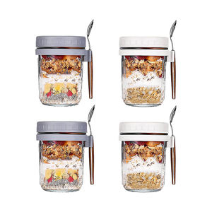10oz Offre Spéciale 300ml pot de stockage des aliments pendant la <span class=keywords><strong>nuit</strong></span> bocaux d'avoine avec couvercle et cuillère pour le petit déjeuner - Product Image 1