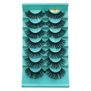 Cils en D Curl, épais et pointus, faux cils effet œil de chat, bande complète, lot de 7 paires, style poupée anime, aspect naturel - Product Image 3