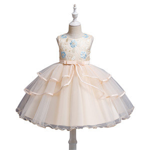 Girls' Princess Dress Pink Tulle A-Line O-Neck Flower Girl Birthday Party Outfit - Product Image 5