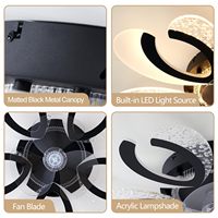 Lustre intelligent avec télécommande électrique pour chambre à coucher au détail, ventilateur de plafond à led moderne avec moteur en cuivre et lumière, 24 pouces