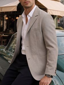 Neu eingetroffen: Herrenanzüge & <span class=keywords><strong>Blazer</strong></span> aus Waffel-Piqué mit Struktur, einreihig, Reverskragen, Pattentaschen, für Freizeit und Business, formelle Kleidung - Product Image 5