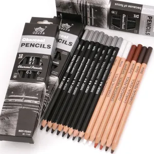 Opeth Charcoal Pencil 12pcs/box Professional XSoft/Soft/Hard/MED Non-toxic Black Sketch Drawing Pencils Set