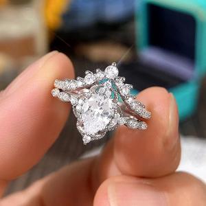 Anello di fidanzamento in oro bianco con diamante taglio a pera, diamante naturale colore D, da donna DJ046 - Product Image 3