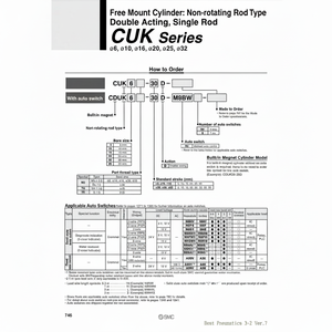 Cilindro de montaje libre SMC Pneumatics Piezas neumáticas - Product Image 1