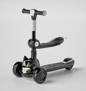 Trottinette d'extérieur pliable 3-en-1 tendance pour enfants avec siège, musique, lumières et pédales – Véhicule d'équilibre pour enfants - Product Image 4