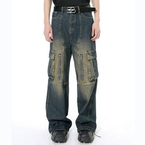 กางเกงยีนส์ทรงตรงสไตล์วินเทจฮิปฮอปย้อนยุค Y2K สตรีทแวร์ ผู้ชาย ผ้าระบายอากาศ สำหรับฤดูหนาว ผลิตโดยผู้ผลิต - Product Image 3