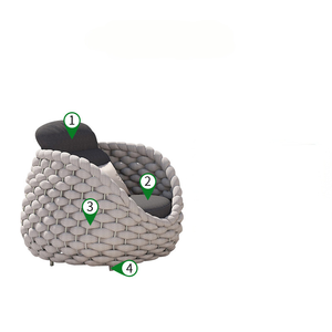 Outdoor PE Rattan Woven <b>Sofa</b> Set Patio Garden Round Rope Weaving Aluminum Frame <b>Waterproof</b> Leisure <b>Sofa</b> Coffee Table Set - Product Image 5