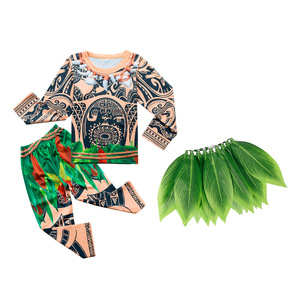 Boys Costume Outfits Set Birthday Party Cosplay Halloween Dress up Long Sleeve <strong>Clothes</strong> With Leaf Skirts - Product Image 3