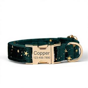 สตาร์รี่ สตาร์สปลอกคอสุนัขแบบปรับได้พร้อมโบว์ไท ชุดสายจูง สลักชื่อได้ตามต้องการ หัวเข็มขัดโลหะ ของขวัญวันเกิดสำหรับลูกสุนัข จัดส่งฟรี - Product Image 1