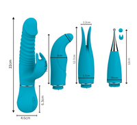 Sexspielzeug für Frauen mit 4 Austauschbaren Aufsätzen Silikon Rotations-Massage-Vibrator